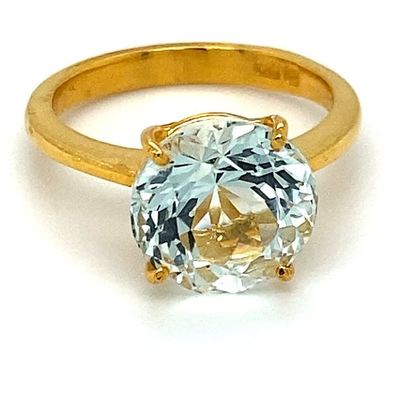 Aquamarine 4.50ct Solid 22K Yellow Gold Ring - Picture 1 of 6